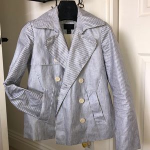 JCrew blue and white stripe rain jacket blazer